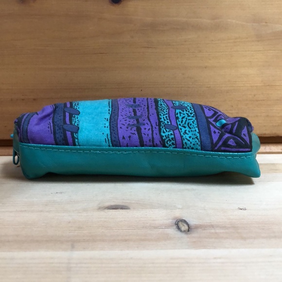 Vintage Geometric 80’s Style Makeup Pouch Mirror Lipstick Carrier Hand Bag - Picture 4 of 10